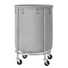 45-Gallon Rolling Laundry Hamper with Wheels – Round Grey Fabric Basket with Steel Frame