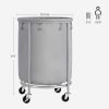 45-Gallon Rolling Laundry Hamper with Wheels – Round Grey Fabric Basket with Steel Frame