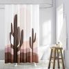 72-Inch Desert Cactus Sunset Southwest Shower Curtain Set – Brown Red Tan, Includes Hooks & Matching Tote