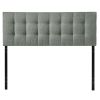 King Size Grey Fabric Button-Tufted Upholstered Headboard, Adjustable Modern Padded Headboard