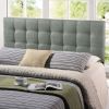 King Size Grey Fabric Button-Tufted Upholstered Headboard, Adjustable Modern Padded Headboard
