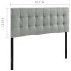 King Size Grey Fabric Button-Tufted Upholstered Headboard, Adjustable Modern Padded Headboard