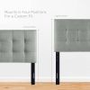 King Size Grey Fabric Button-Tufted Upholstered Headboard, Adjustable Modern Padded Headboard