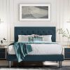 King Size Upholstered Linen Platform Bed with Tufted Headboard – Adjustable Headboard, Modern Bed Frame