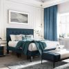 King Size Upholstered Linen Platform Bed with Tufted Headboard – Adjustable Headboard, Modern Bed Frame