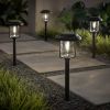 4-Pack Black Solar LED Pathway Lights with Water Glass Lens, Warm White Outdoor Garden & Walkway Lighting