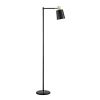 60-Inch Industrial Modern Black Metal Floor Lamp with Gold Accents, Tall Standing Lamp