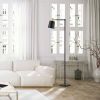 60-Inch Industrial Modern Black Metal Floor Lamp with Gold Accents, Tall Standing Lamp
