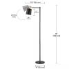 60-Inch Industrial Modern Black Metal Floor Lamp with Gold Accents, Tall Standing Lamp