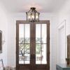 13-Inch Farmhouse Industrial Semi-Flush Mount Ceiling Light, Metal & Faux Wood 2-Light Fixture with Clear Glass Shade,