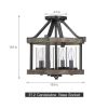 13-Inch Farmhouse Industrial Semi-Flush Mount Ceiling Light, Metal & Faux Wood 2-Light Fixture with Clear Glass Shade,