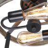 13-Inch Farmhouse Industrial Semi-Flush Mount Ceiling Light, Metal & Faux Wood 2-Light Fixture with Clear Glass Shade