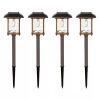4-Pack Bronze Gold Solar LED Pathway Lights with Water Glass Lens, Outdoor Garden Yard Landscape Lighting for Walkway & Patio