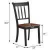 Set of 2 Solid Wood Dining Chairs – Black Mission Style Chairs with Brown Seat