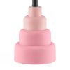 Small Pink Table Lamp with White Fabric Shade, Modern Bedside Desk Lamp with Grey Resin Base