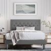 Queen Upholstered Linen Platform Bed with Tufted Headboard – Adjustable Headboard, Modern Bed Frame