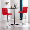 Set of 2 Modern Adjustable Height Bar Stools – 360° Swivel PU Leather Barstools with Backrest & Footrest (Red)