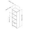 Modern Black Bookcase with 3 Shelves & Bottom Door, Tall Storage Cabinet with Adjustable Shelves
