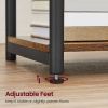 Set of 2 Nightstand End Tables with Charging Station – Rustic Brown Side Tables with 2 USB Ports, AC Outlets & Storage Shelf
