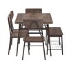 Modern 6-Piece Dining Set – Brown Wood Top Table with 4 Chairs & Storage Bench