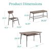 Modern 6-Piece Dining Set – Brown Wood Top Table with 4 Chairs & Storage Bench