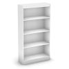 White 4-Shelf Bookcase with 2 Adjustable Shelves, Modern Storage Bookshelf for Home & Office