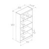 White 4-Shelf Bookcase with 2 Adjustable Shelves, Modern Storage Bookshelf for Home & Office