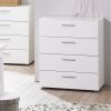 Modern White 4-Drawer Dresser Chest, Contemporary Bedroom Storage Bureau with Metal Hardware, Space-Saving Organizer