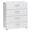 Modern White 4-Drawer Dresser Chest, Contemporary Bedroom Storage Bureau with Metal Hardware, Space-Saving Organizer