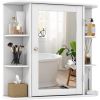 White Bathroom Wall Mirror Medicine Cabinet with Shelves – 26” x 25” Wall Mounted Storage Cabinet with Adjustable Shelving