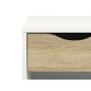 Mid-Century Modern Nightstand End Table with Drawer & Shelf, White & Oak Scandinavian Bedside Table with Solid Wood Legs