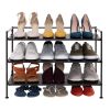3-Tier Stackable Foldable Shoe Rack – Espresso Brown Woodgrain Resin Shelving with Metal Frame, Space-Saving Shoe Organizer for Entryway