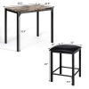 Modern 3-Piece Dining Set – Brown Faux Marble Table with 2 PU Leather Stools, Space-Saving Kitchen Table Set for Small Spaces
