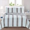Twin Coastal Nautical Quilt Set, Reversible Blue & Grey Striped Bedspread with Starfish & Sea Life Design, Lightweight 2-Piece Bedding Set