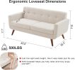 Modern Mid-Century Beige Upholstered Loveseat Sofa, 65-Inch Linen Fabric Couch with Tufted Cushions, Small Space 2-Seater Sofa for Living Room