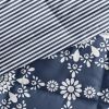 Twin Size Navy Reversible Comforter Set, 2-Piece Daisy Medallion Striped Bedding with Pillow Sham, Soft Microfiber Down-Filled Comforter
