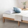 Twin Size Solid Wood Platform Bed Frame with Slats, No Box Spring Needed, Mid-Century Modern Wooden Bed with Storage Space, Natural Finish