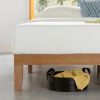 Twin Size Solid Wood Platform Bed Frame with Slats, No Box Spring Needed, Mid-Century Modern Wooden Bed with Storage Space, Natural Finish