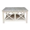 Square Unfinished Solid Wood Coffee Table with Shelf – Parawood Rustic Coffee Table, DIY Ready Living Room Table