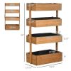 4-Tier Vertical Wooden Planter Box – Raised Garden Bed in Natural Fir Wood with Fabric Liner for Herbs, Flowers & Vegetables