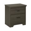 Gray Maple 2-Drawer Bedroom Nightstand, Modern Bedside Table with Matte Black Handles, Durable Storage End Table with Safety Drawer Slides