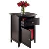 Espresso Wood End Table Nightstand with Drawer & Cabinet, Modern Accent Side Table with Storage Shelf, Bedside Table for Living Room or Bedroom