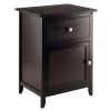 Espresso Wood End Table Nightstand with Drawer & Cabinet, Modern Accent Side Table with Storage Shelf, Bedside Table for Living Room or Bedroom