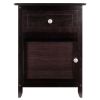 Espresso Wood End Table Nightstand with Drawer & Cabinet, Modern Accent Side Table with Storage Shelf, Bedside Table for Living Room or Bedroom