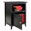 Black Shaker Style Nightstand End Table with Cabinet & Shelf, Solid Wood Bedside Table with Storage, Classic Farmhouse Side Table