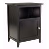 Black Shaker Style Nightstand End Table with Cabinet & Shelf, Solid Wood Bedside Table with Storage, Classic Farmhouse Side Table