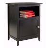 Black Shaker Style Nightstand End Table with Cabinet & Shelf, Solid Wood Bedside Table with Storage, Classic Farmhouse Side Table