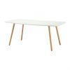 Mid-Century Modern White Coffee Table with Solid Wood Legs, Rectangular Gloss Finish Living Room Center Table, Contemporary Accent Table
