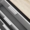 White Oak 8-Drawer Modern Double Dresser, Contemporary Wood Grain Bedroom Storage Chest with Metal Hardware