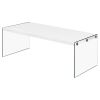 White Modern Rectangular Coffee Table with Tempered Glass Legs – Glossy Finish Contemporary Living Room Table